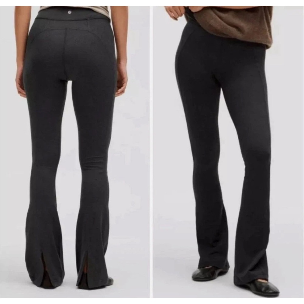 Lululemon Size 4 Mini Flare Pant Dark Gray Soft Sueded Split Hem High Rise